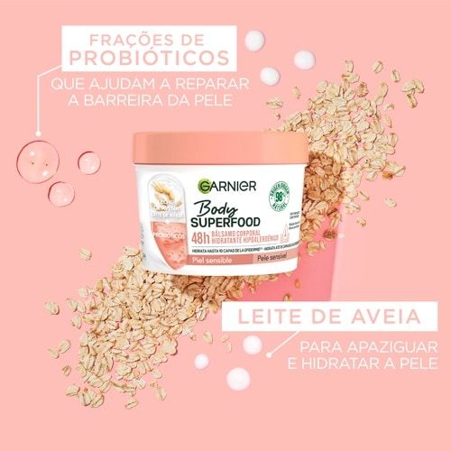 Garnier Body Superfood Creme Hidratante Hipoalergénico de Leite de Aveia e Probióticos