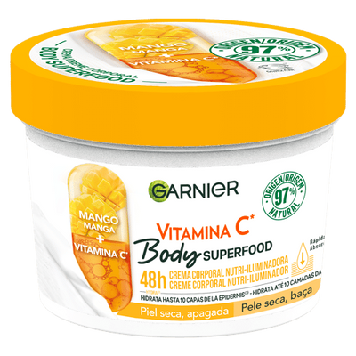 Garnier Body Superfood Creme Hidratante Nutri-Iluminador Corporal Manga e Vitamina C