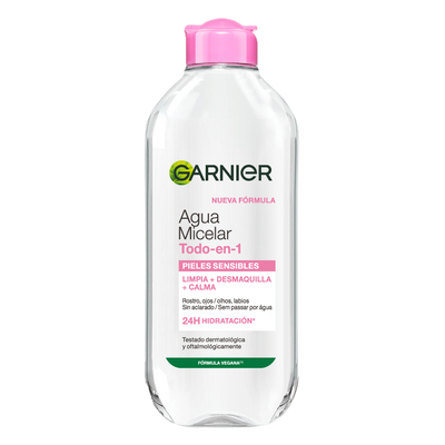 Garnier Água Micelar Tudo em 1: Limpa, remove a maquilhagem, elimina as impurezas e hidrata.
