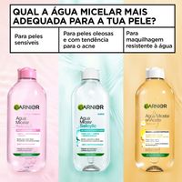 Garnier Água Micelar Tudo em 1: Limpa, remove a maquilhagem, elimina as impurezas e hidrata.