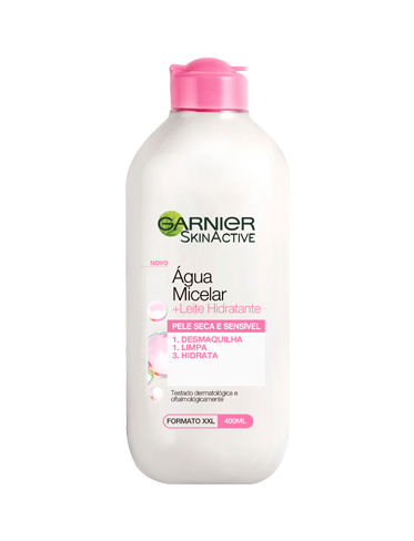 água micelar e leite hidratante garnier